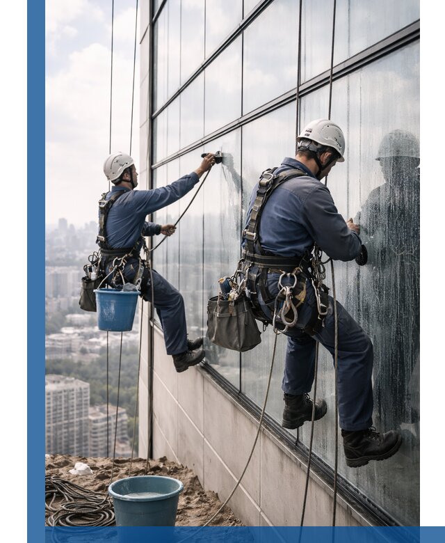 Профессиональная мойка фасадных окон альпинистами в Лянторе