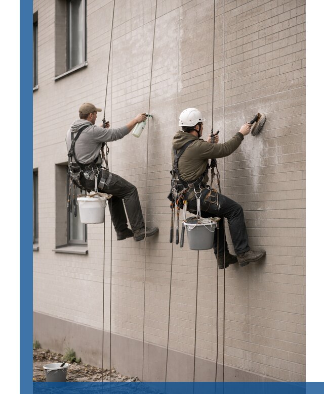Удаление высолов с фасада зданий в Лянторе без повреждений и следов