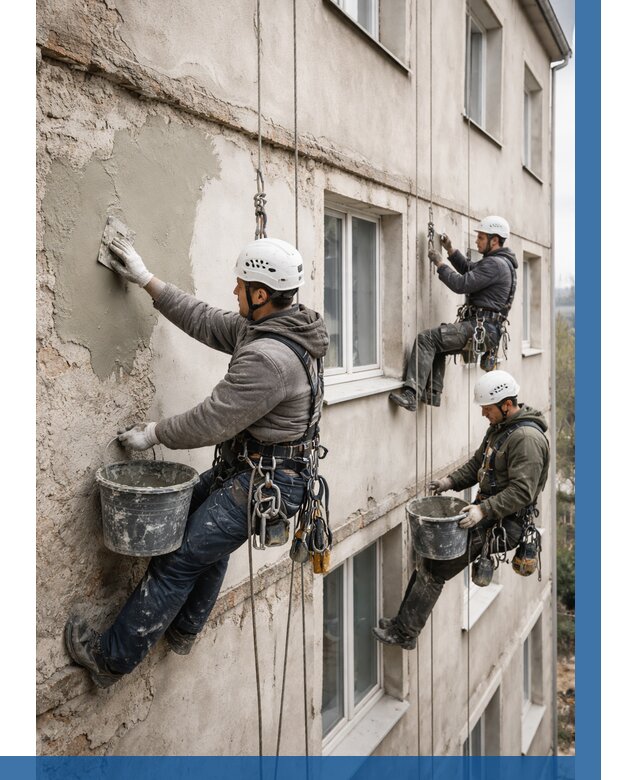 Ремонт штукатурного фасада в Лянторе от 768 р. под ключ | ВЫСОТНИК-Лнт