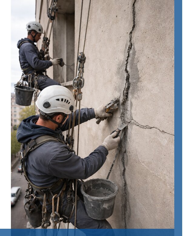 Заделка трещин на фасаде в Лянторе от 921 р. | ВЫСОТНИК-Лнт