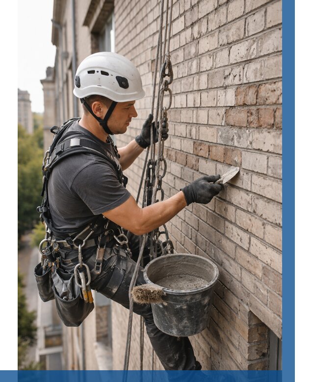 Ремонт кирпичной кладки фасада в Лянторе от 1843 р. | ВЫСОТНИК-Лнт