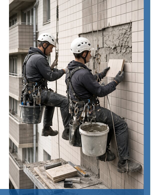 Ремонт облицовки фасада плиткой в Лянторе от 1843 р. | ВЫСОТНИК-Лнт