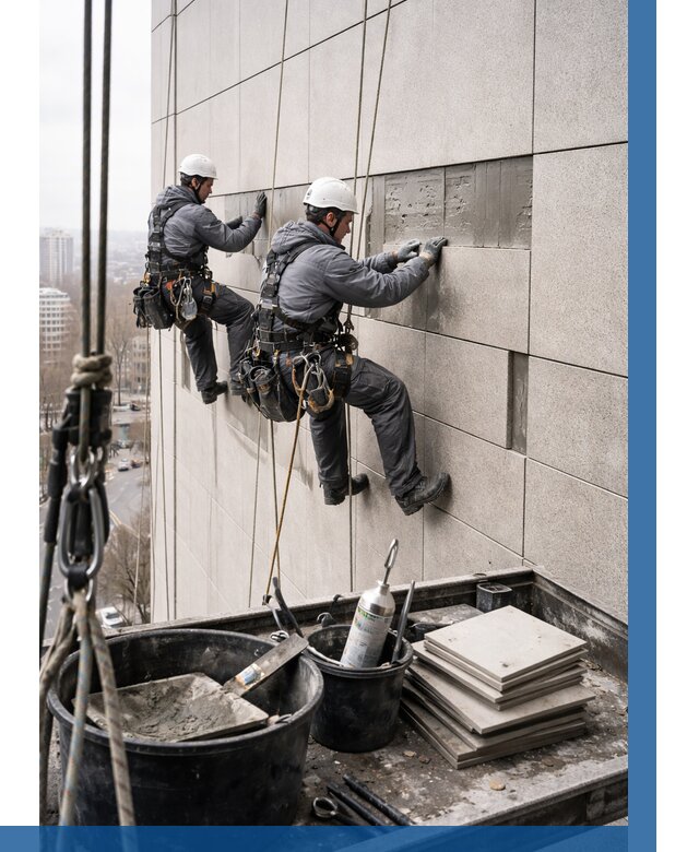 Ремонт фасада из керамогранита в Лянторе от 2559 р. | ВЫСОТНИК-Лнт