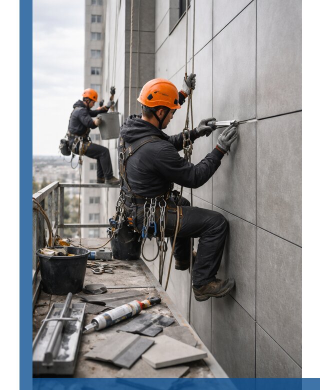 Профессиональный ремонт фасада из керамогранита в Лянторе