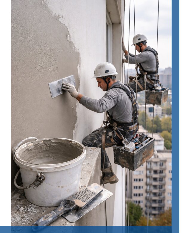 Шпаклевка фасада на высоте в Лянторе от 717 р. | ВЫСОТНИК-Лнт