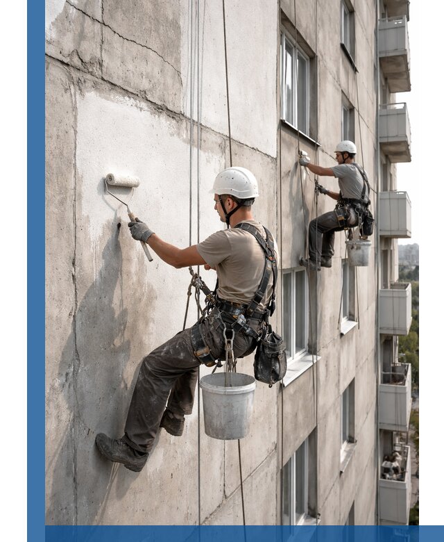 Покраска бетонного фасада в Лянторе для жилых и промышленных объектов