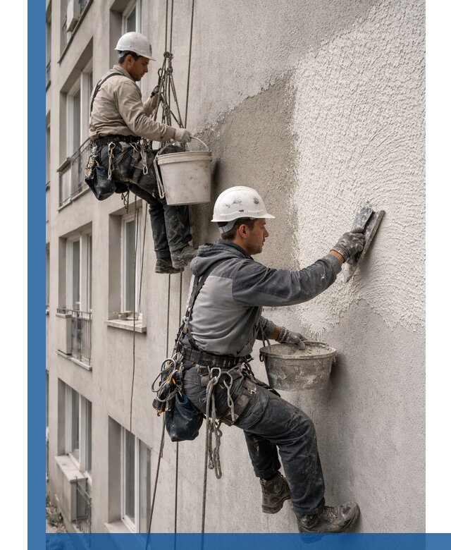 Нанесение декоративной штукатурки короед на фасад в Лянторе