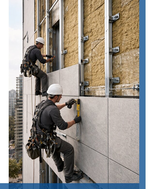 Монтаж вентилируемого фасада в Лянторе от 3583 р. | ВЫСОТНИК-Лнт