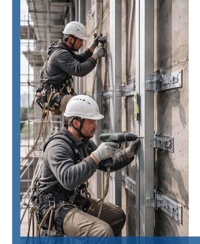 Монтаж и крепление подсистемы вентфасада в Лянторе