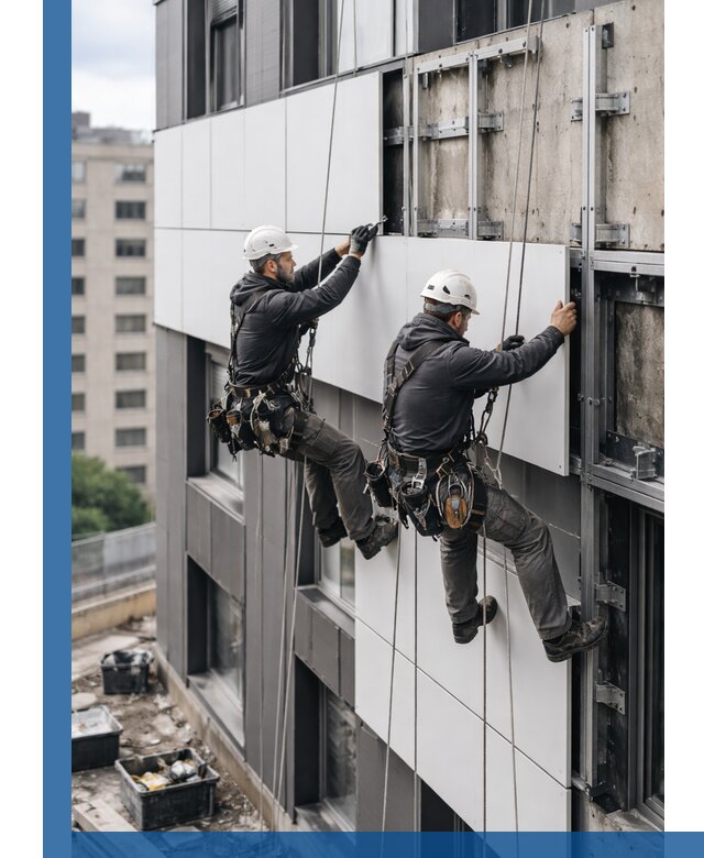 Монтаж композитных панелей фасада в Лянторе под ключ