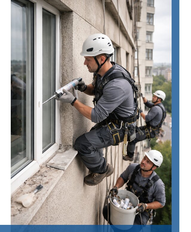 Герметизация оконных швов снаружи в Лянторе от 1536 р. | ВЫСОТНИК-Лнт