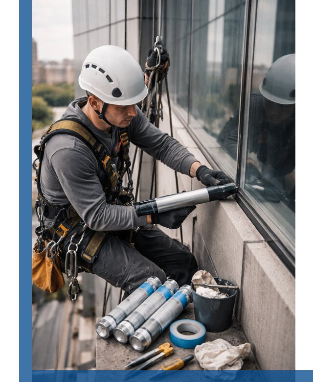 Герметизация стыков витража в Лянторе для герметичных фасадов