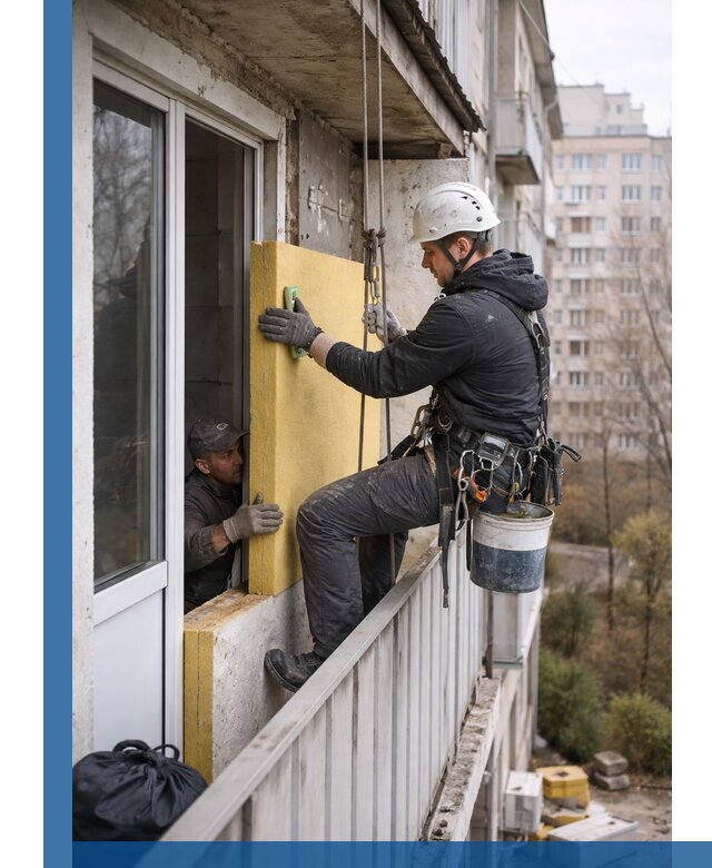 Профессиональное утепление балкона снаружи в Лянторе под ключ