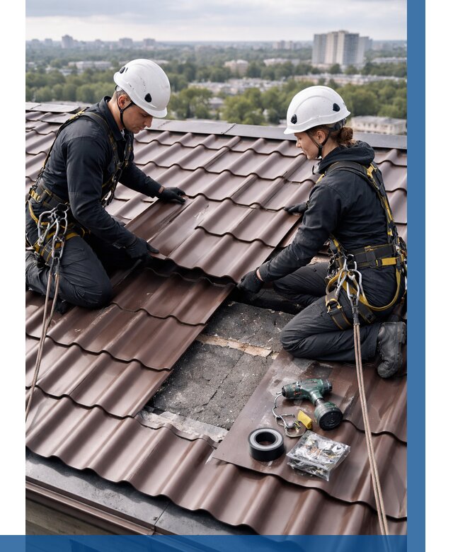 Ремонт металлочерепицы на крыше в Лянторе от 921 р. | ВЫСОТНИК-Лнт