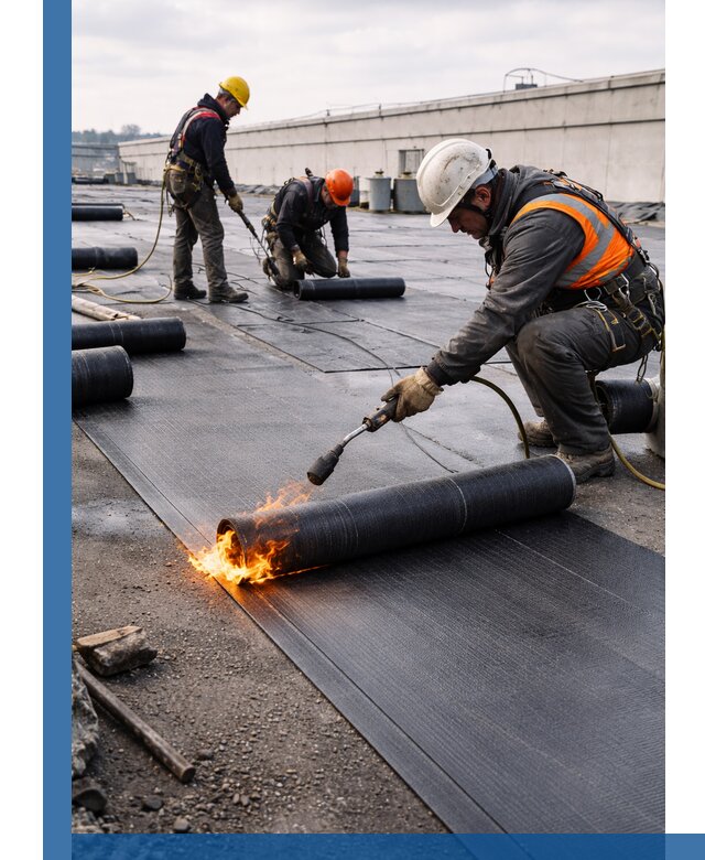 Монтаж наплавляемой кровли в Лянторе профессионально