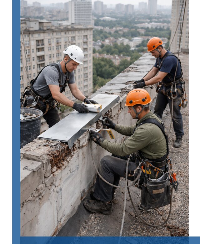 Ремонт парапета на кровле в Лянторе, высотные работы с гарантией