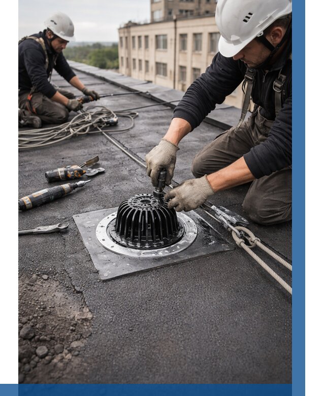 Установка водосточных воронок в Лянторе цена от 3583 р. | ВЫСОТНИК-Лнт