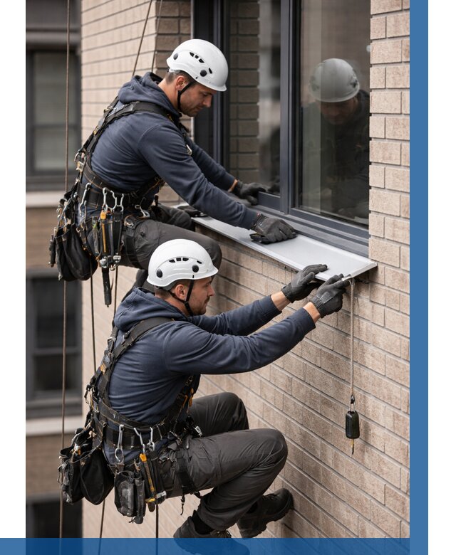 Монтаж оконных отливов под ключ в Лянторе от 3583 р. | ВЫСОТНИК-Лнт