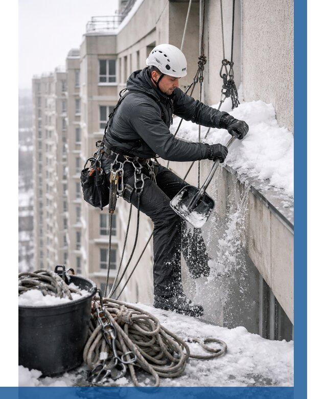 Очистка карнизов от снега в Лянторе от 307 р. | ВЫСОТНИК-Лнт