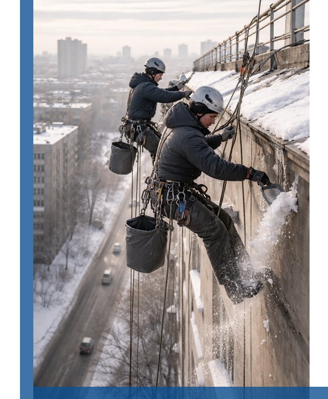 Очистка карнизов от снега в Лянторе профессионально и безопасно