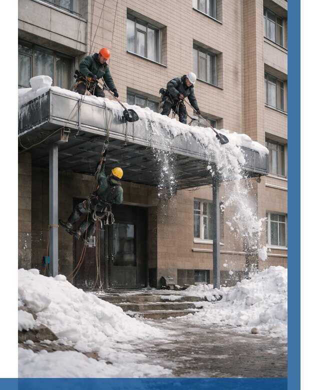 Очистка козырьков от снега в Лянторе от 3583 р. | ВЫСОТНИК-Лнт