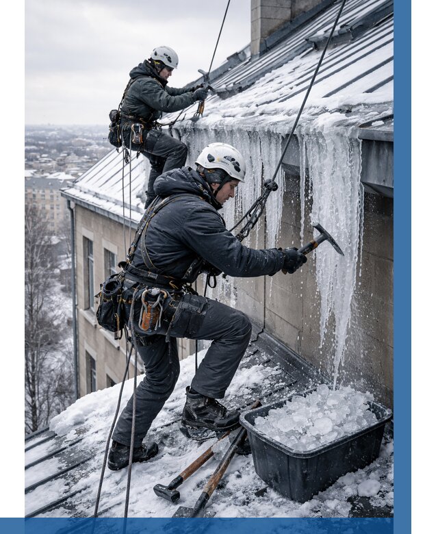 Удаление наледи с кровли в Лянторе от 5630 р. | ВЫСОТНИК-Лнт