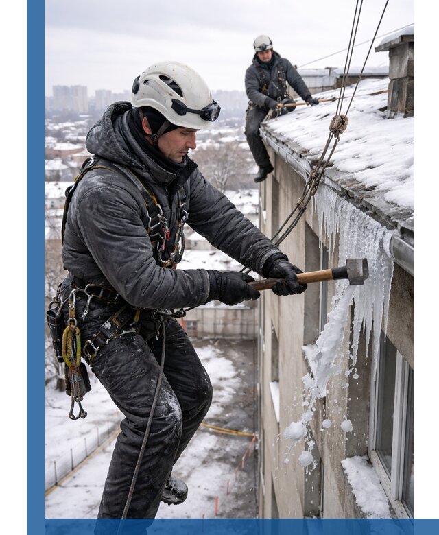 Сбивание и удаление сосулек с крыши в Лянторе безопасно