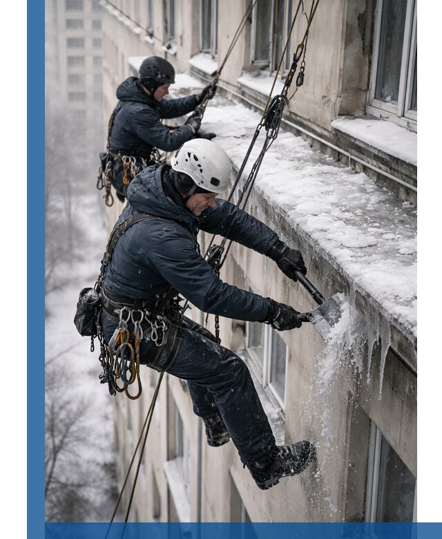 Удаление наледи и сосулек с карнизов в Лянторе профессионально