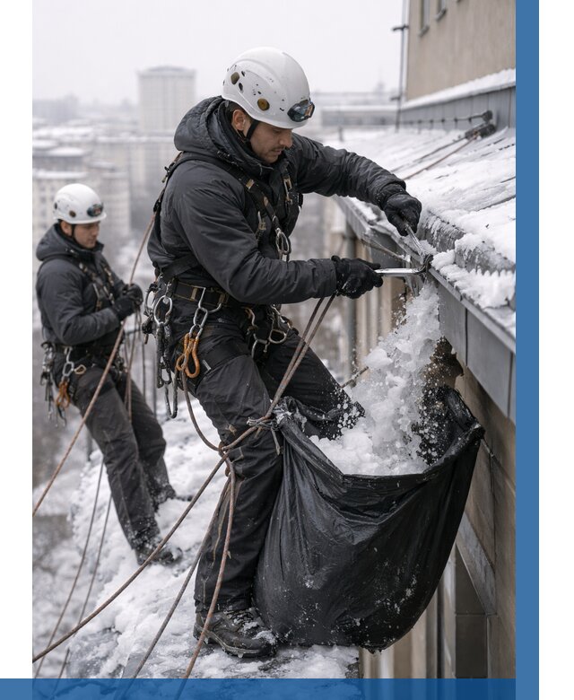 Аварийная очистка крыши в Лянторе под ключ от 307 р. | ВЫСОТНИК-Лнт