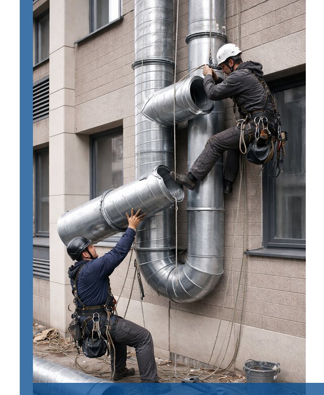 Монтаж фасадных воздуховодов в Лянторе с герметизацией и крепежом
