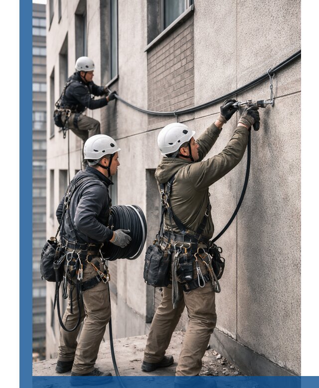 Прокладка кабеля по фасаду в Лянторе, профессиональный монтаж