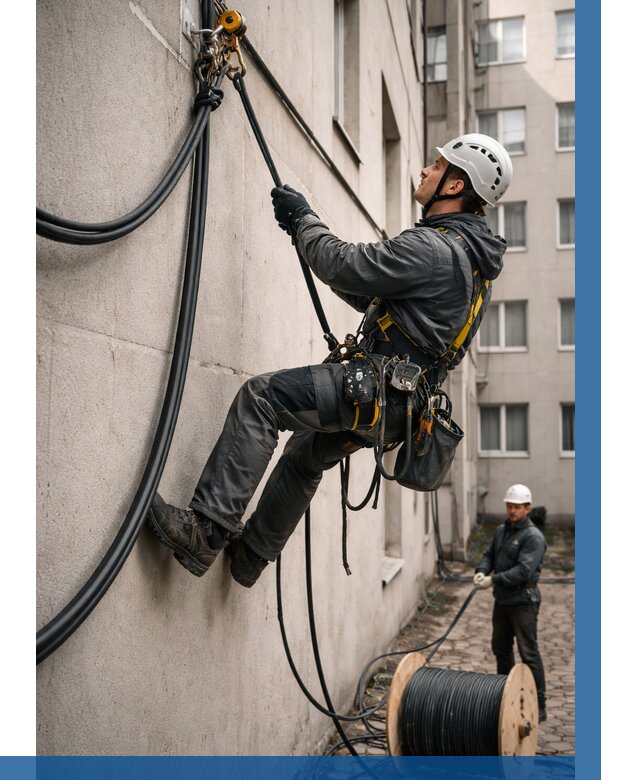 Протяжка кабеля питания на высоте в Лянторе от 461 р. | ВЫСОТНИК-Лнт