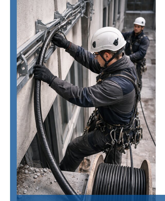 Протяжка кабеля питания на высоте в Лянторе с гарантией безопасности и качества