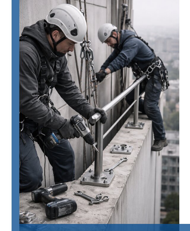 Монтаж перил на высоте в Лянторе для жилых и промобъектов