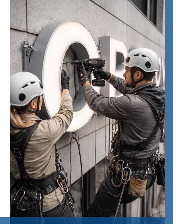 Монтаж световых букв в Лянторе от 3071 р. под ключ ВЫСОТНИК-Лнт