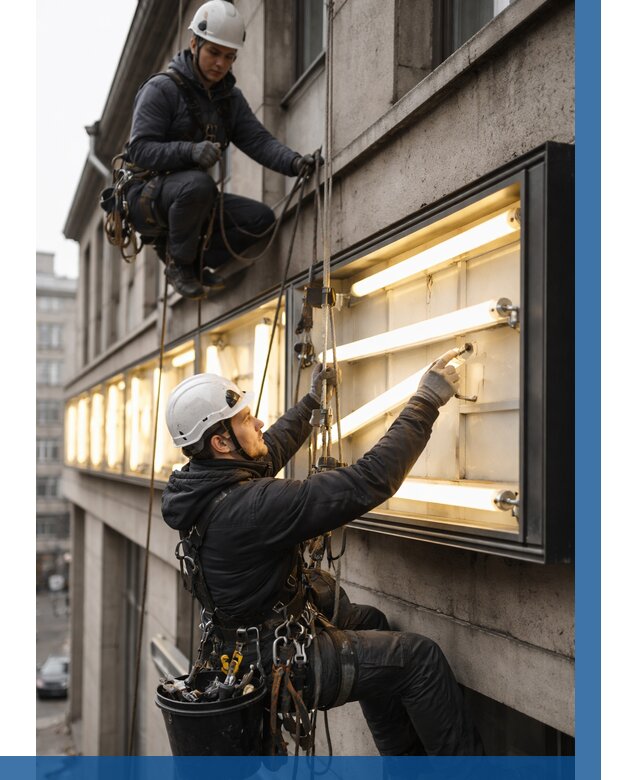 Замена ламп в вывеске в Лянторе под ключ от 3583 р. | ВЫСОТНИК-Лнт