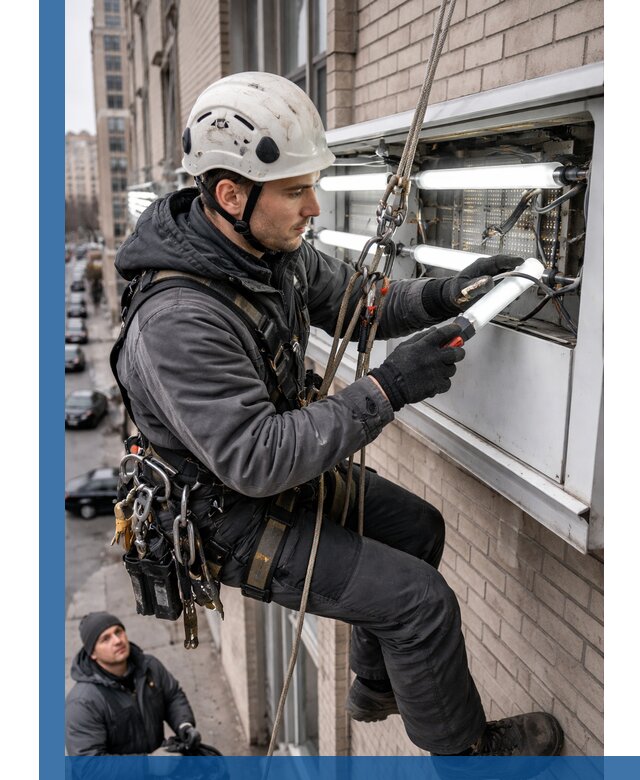 Профессиональная замена ламп в наружной вывеске в Лянторе