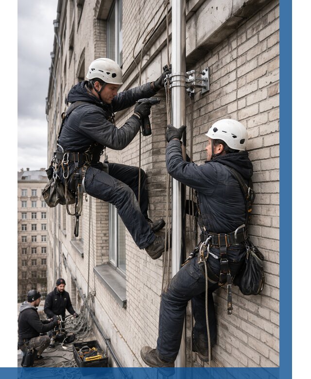 Монтаж флагштока на здании в Лянторе от 6654 р. | ВЫСОТНИК-Лнт