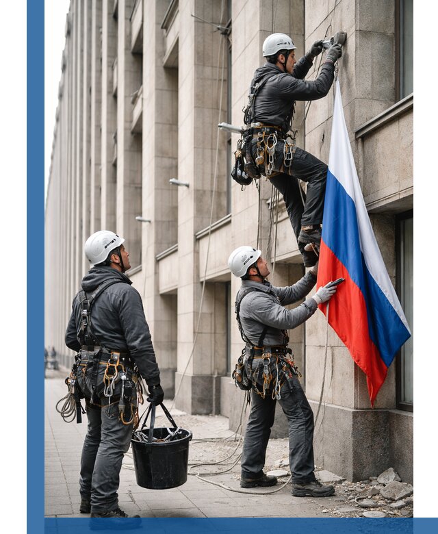 Профессиональная установка флагов на фасаде в Лянторе