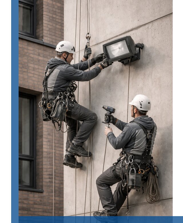 Профессиональный монтаж фасадных прожекторов в Лянторе под ключ