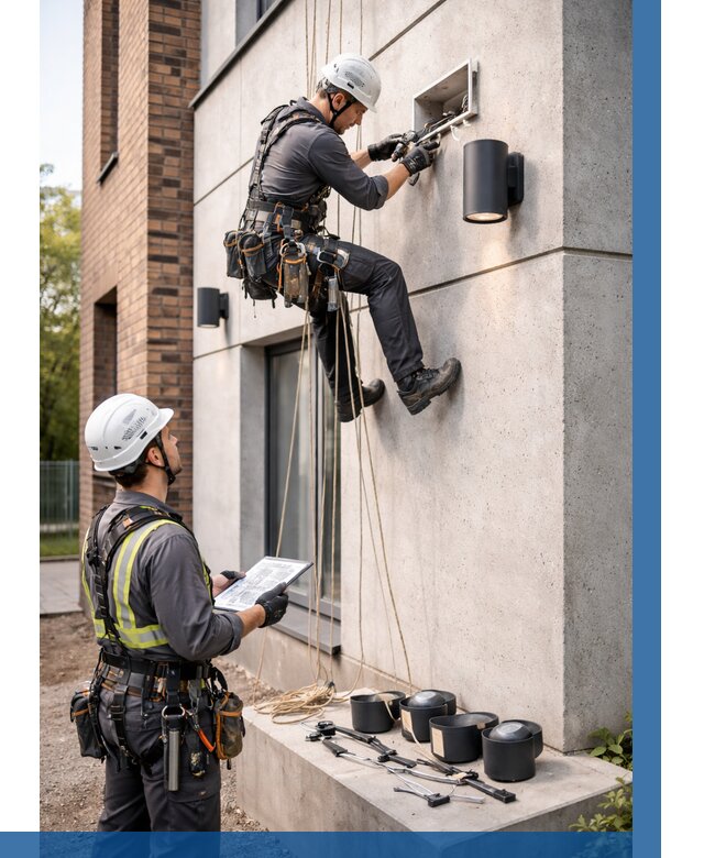 Монтаж фасадного освещения в Лянторе от 2559 р. | ВЫСОТНИК-Лнт