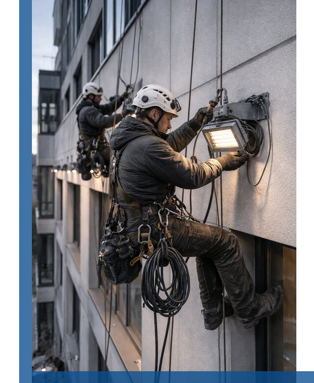 Монтаж фасадного освещения в Лянторе установка и подключение