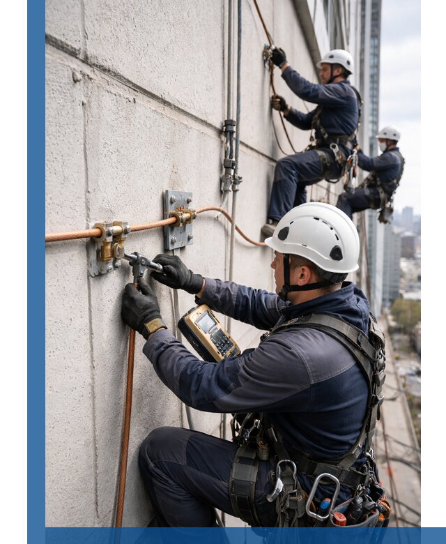 Монтаж системы заземления здания и молниезащиты в Лянторе