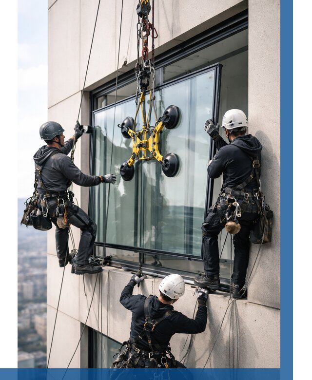 Монтаж стеклопакетов на высоте в Лянторе от 3276 р. | ВЫСОТНИК-Лнт