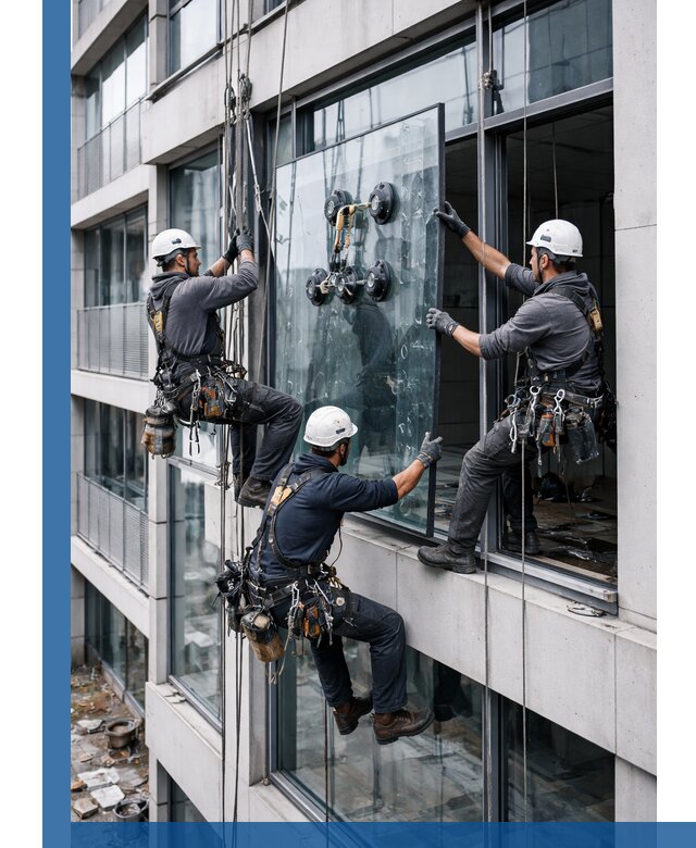 Фасадное остекление и монтаж витражей зданий в Лянторе под ключ