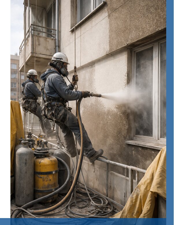 Пескоструйная очистка фасада в Лянторе от 665 р. | ВЫСОТНИК-Лнт