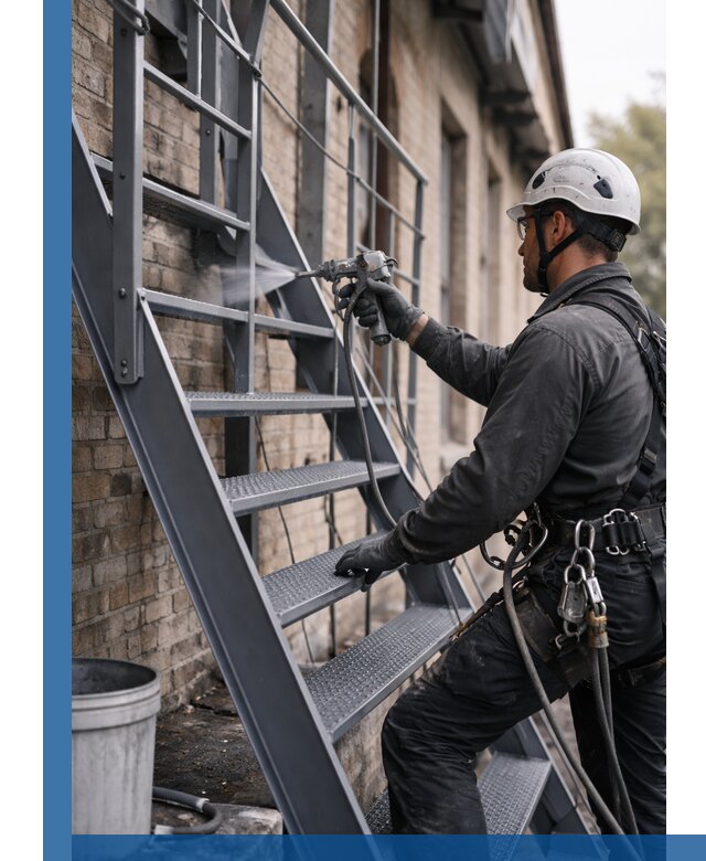 Покраска и антикоррозионная защита пожарных лестниц в Лянторе