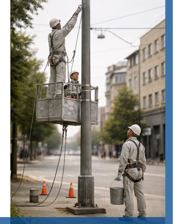 Покраска опор освещения в Лянторе от 5119 р. | ВЫСОТНИК-Лнт