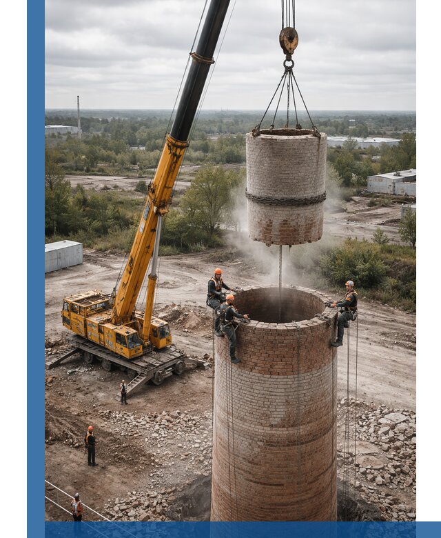 Демонтаж дымовой трубы в Лянторе с гарантиями безопасности