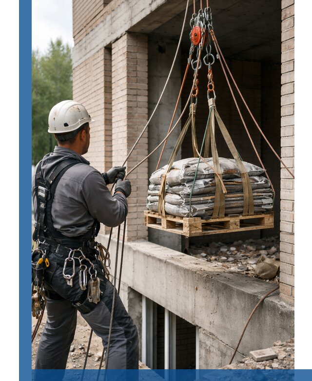 Подъем материалов на этаж веревками в Лянторе оперативно